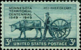 1949 USA Minnesota Territory Centennial Stamp Sc#981 Ox Cart Cow - Unused Stamps
