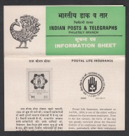 INDIA,1984,POSTAL LIFE INSURANCE CENTENARY,  FOLDER, BROCHURE - Covers & Documents