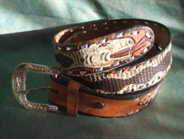 CEINTURE Cuir Motif Serpent - Autres & Non Classés