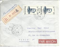 LR De Vohemar Pour Paris Timbres 330x2 - Brieven En Documenten