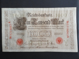 1910 A - 21 Avril 1910 - Billet 1000 Mark - Allemagne - Série A : N° 5318065 A - ReichsBanknote Deutschland Germany - 1000 Mark