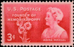 1948 USA Moina Michael Stamp Sc#977 Volunteer Famous Woman Poppy Flower - Unused Stamps