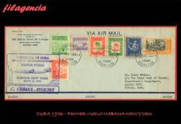 PIEZAS. CUBA. ENTEROS POSTALES. PRIMER VUELO. 1956. HABANA-NEW YORK - Lettres & Documents