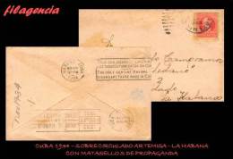 PIEZAS. CUBA. ENTEROS POSTALES. SOBRE CIRCULADO 1934. SOBRE CIRCULADO ARTEMISA-HABANA CON DOS MATASELLOS PARLANTES - Covers & Documents