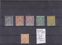 TIMBRE DES COLONIES GRANDE COMORE  Nr 1/4-7-10* 6 VALEURS 1897 COTE 42€ - Usati