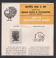 INDIA,,1984, CHILDRENS DAY,  CHILDREN´S DAY, SCOTT 1070, FOLDER, BROCHURE - Lettres & Documents