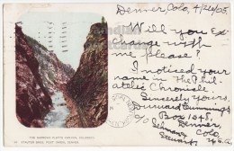 USA - NARROWS PLATTE CANYON - COLORADO SCENIC 1905 UDB Postcard - RAIL TRACKS- PHILLATELIC  [4396] - Rocky Mountains