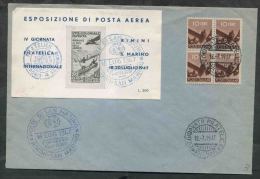 1947 Italia, Busta Ricordo Collegamento Aereo Rimini San Marino - Variétés Et Curiosités