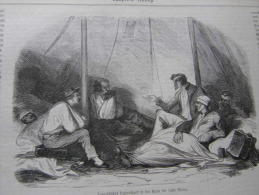 Crimean War -French Soldiers - Lazarethzelt -injured Soldiers Camp Holspital- 1855-engraving ILZ1850-60.218 - Stiche & Gravuren