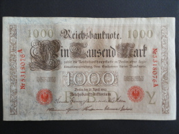 1910 A - 21 Avril 1910 - Billet 1000 Mark - Allemagne - Série A : N° 5318076 A - ReichsBanknote Deutschland Germany - 1.000 Mark