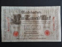 1910 A - 21 Avril 1910 - Billet 1000 Mark - Allemagne - Série A : N° 5318079 A - ReichsBanknote Deutschland Germany - 1.000 Mark