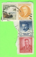 US STAMPS -  4 STAMPS - CANAL ZONE - HODGES - JOHN F. STEVENS - ROOSEVELT  - USED - - Kanalzone