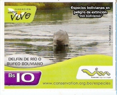 TARJETA DE BOLIVIA DE UN DELFÍN (DOLPHIN) CON MARCO BLANCO - Bolivia