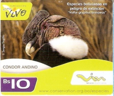 TARJETA DE BOLIVIA DE UN CONDOR ANDINO (PAJARO-BIRD) SIN MARCO BLANCO - Bolivien