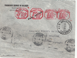 LETTRE BELGIQUE-PORTUGAL 1946, POUDRERIES RÉUNIES BRUXELLES, AERO-POST, 3F50+1F50+10C+10C/2017 - ...-1959
