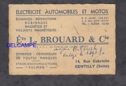 Carte Commerciale - GENTILLY - Ets L. Brouard - Electricité Automobile Et Moto - 14 Rue Gabrielle - 1950 - Gentilly