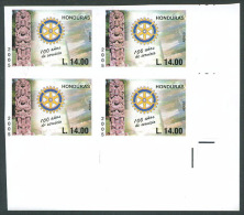 HONDURAS - ROTARY Mi # 1771 Bl Of 4 Imperforated Mint NH - Honduras