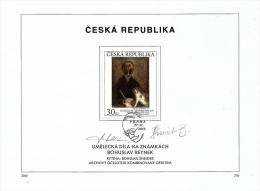 Czech Republic - 2013 - Art On Stamps - Bohuslav Reynek - FDS (first Day Sheet)  Signed By Stamp And Postmark Designers - Cartas & Documentos