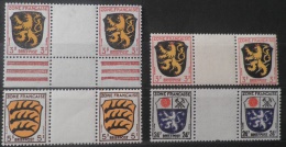 M505-.GERMANY / ALEMANIA - FRENCH OCCUPATION .-. 1945 .-. MI#: 2,3,9 .-. MINT.-. GUTTER PAIRS, COATS OF ARMS - Altri & Non Classificati