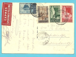 386/89 (Exposition 1935) Op Kaart Per EXPRES Met Stempel BRUXELLES Naar Luxembourg - Briefe U. Dokumente