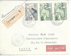 LR De Vohemar Pour Paris Timbres 342, 343x2 - Covers & Documents