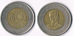 Dominicana  10 Pesos 2008-bimetal - Dominicaanse Republiek