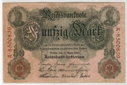 REICHSMARK  -  50  Mark  -  21/4/1910  -  P.41 - 50 Mark