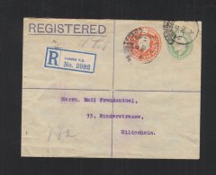 Registered Stationery Cover 1911 London To Germany - Interi Postali