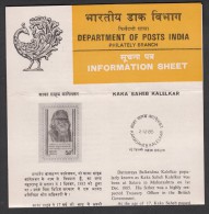 INDIA, 1985, Kaka Saheb Kalelkar, Author, Folder, Brochure, - Brieven En Documenten