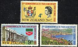 NEW ZEALAND COMMONWEATH CONFERENCE BUILDING LANDSCAPE QEII HEAD SET OF 3 STAMPS 1965 MHD SG835-7 READ DESCRIPTION !! - Neufs