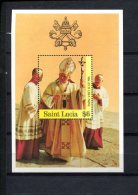 SAINT LUCIA POSTFRIS MINT NEVER HINGED POSTFRISCH EINWANDFREI   YVERT BLOC 48 PAPAL VISIT 1986 PAUSBEZOEK - St.Lucia (1979-...)
