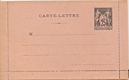 France 1886 Postal Stationery Lettercard 25 Cent. Type Sage Unused - Cartes-lettres