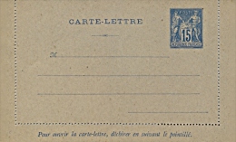 France 1886 Postal Stationery Lettercard 15 Cent. Type Sage With Directions For Opening Grey Paper Unused - Kaartbrieven