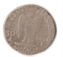 FRANCE   30  SOLS   1792  ARGENT - 1791-1792 Costituzione 