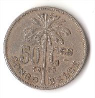 CONGO  BELGE  50 CENTIMES  1925 - 1910-1934: Alberto I