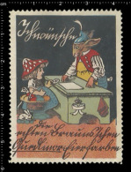 Original German Poster Stamp Cinderella Reklamemarke Quedlinor Egg Pilzhut Hase Rabbit Osterhase Mushroom Hare - Rabbits