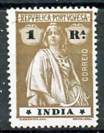 !										■■■■■ds■■ India 1914 AF#270* Ceres 1 Rupia Chalky 15x14 II-II (x1923) - Portugiesisch-Indien