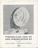 Mode D'emploi SYNCHRO-FLASK AGFA KM, AGFA SYNCHRO-BLITZER KM, Type 6827 - Matériel & Accessoires