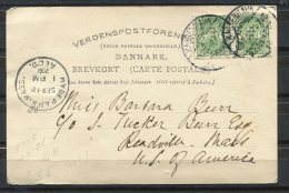 Denmark 1902 Picture Postal Card  To USA Pair - Covers & Documents