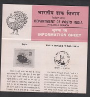 INDIA, 1985, White Winged Wood Duck, Wildlife Conservation, Folder - Storia Postale