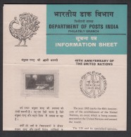 INDIA, 1985, 40 Years Of United Nations Organisation, Jawaharlal Nehru On Podium, Folder - Storia Postale