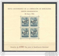 ESBCNNE30-L3641TBH.España . Espagne.Espagne.LIBERACIO N DE BARCELONA.Beneficencia.19 45.(Ed NE 30**) .MAGNIFICA - Blocs & Feuillets