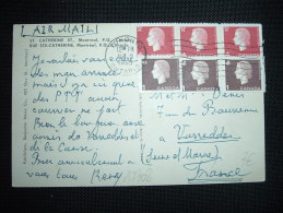 CP PAR AVION POUR LA FRANCE TP 4 X3 + TP 1 X3 OBL.MEC. AUG 9 1965 TORONTO - Lettres & Documents