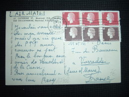 CP PAR AVION POUR LA FRANCE TP 4 X3 + TP 1 X3 OBL.MEC. AUG 9 1965 TORONTO - Storia Postale
