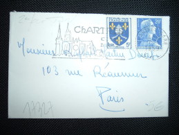 LETTRE MIGNONNETTE TP MARIANNE DE MULLER 20F + SAINTONGE 5F OBL.MEC. 7-1-1959 CHARTRES GARE (28 EURE ET LOIR)  2EME JOUR - 1955-1961 Marianne De Muller