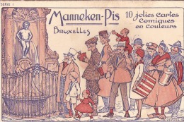 BRUXELLES - MANNEKEN-PIS - Dépliant 10 Cartes Comiques En Couleur - Série Complète - Personnages Célèbres