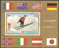 Fujeira 1972 Mi# Block 100 A Used - Winter Olympics 1924 To 1972: Advertising Posters / Downhill Skiing - Fujeira