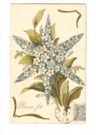 Carte Fantaisie : Bonne Fête :bouquet De Fleurs Bleues ( Carte Gaufrée ) - Altri & Non Classificati