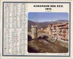 Almanach Des PTT 1972 Double Calendrier Oberthur Sospel Alpes-Maritimes Pont Colmar Haut-Rhin - Tamaño Grande : 1971-80