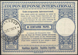 ARGENTINIEN - Type XV - 65 CENTAVOS PAPEL - IRC - CUPON REPLY - 1953 - Storia Postale